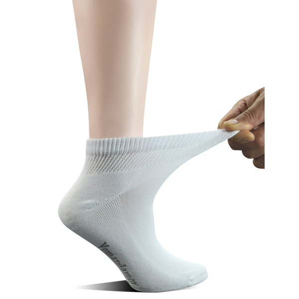 Yomandamor Women's 5 Pairs Non-Binding Cotton Ankle Diabetic/Dress Socks with Seamless Toe and Cushion Sole