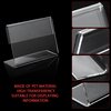 BILLIOTEAM 50pack Mini Clear Sign Display Holder with Blank Labels,2.4*1.6 Inch Horizontal Slanted L-Shape Plastic Name Card Price Card Tag Label Counter Top Stand