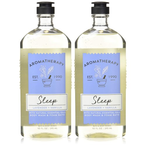 Bath and Body Works Aromatherapy Sleep Lavender Vanilla Body Wash Foam Bath 10 Ounces per bottle - 2 Pack