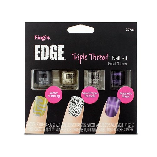 Edge Triple Threat Nail Art Kit #32736 3 Looks 1 Kit