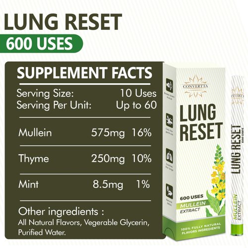 Lung Detox Mullein Diffuser Pen | Natural Mullein Leaf | Lung Health & Detox | Herbal Mullein Diffuser Pen 600 Uses - 2 - Pack