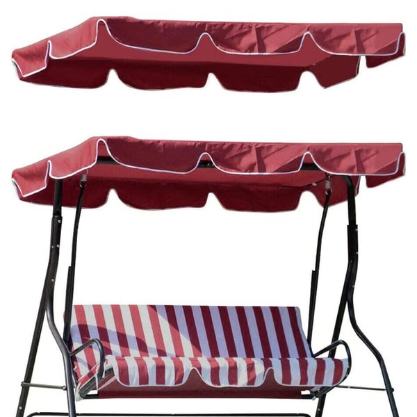 Timoau Porch Swing Canopy, Replacement Waterproof Swing Top Cover, Garden Swing Seat Replacement Canopy Sun Shade Awning Cover Outdoor Patio Ham-Mock Swing Canopy Red