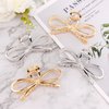 Vovii Metal Bow Claw Hair Clips for Thin/Thick Hair - Cute Bow-Shaped Hair Claw Clips with Bows for Women (Gold, Silver)