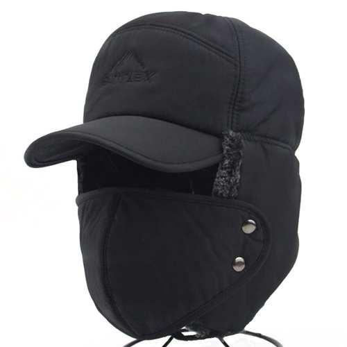 Winter Trapper Hat for Men Ushanka Russian Ski Hunting Cap Baseball Hat with Earflaps Windproof Mask Balaclava Women Warm Fur Snow Hat
