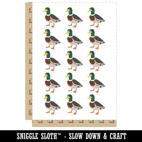 Standing Mallard Duck Temporary Tattoo Water Resistant Fake Body Art Set Collection - 15 2" Tattoos (1 Sheet)