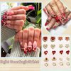 RODAKY 40PCS Red Heart Nail Charms Valentine's Day 3D Heart Shape Nail Art Supplies with Red Rhinestone Nail Gems Rhinestones Jewelry for Women Acrylic Nail Art Design Decoration