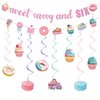 Sweet Sassy and Six Birthday Decorations - Sweet Sassy and Six Banner Hanging Swirl 6th Birthday Decorations for Girls Ice Cream Donut Cake Sweet 6th Birthday Party Supplies for Girls