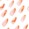 BABALAL Almond Press on Nails Medium Fake Nails Orange Swirl Glue on Nails Glossy Acrylic Nails 24Pcs Summer Stiletto Nails for Women and Girls