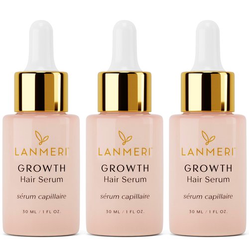 Lanmeri Vegan Hair Growth Serum for Women &amp; Men - Natural Scalp Treatment for Thinning Hair and H...