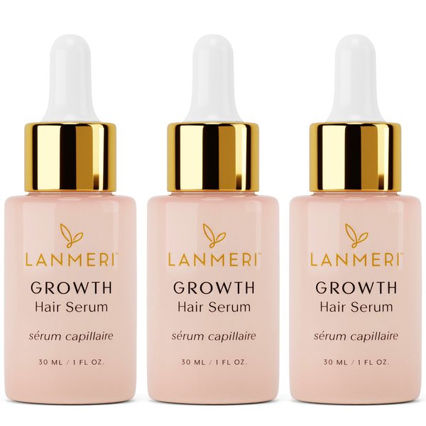 Lanmeri Vegan Hair Growth Serum for Women & Men - Natural Scalp Treatment for Thinning Hair and Hair Regrowth - Fuller-looking, Thicker and Healthier Hair in 90 Days, All Hair Types