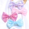 KISZU Baby Girls Hair Clips 4" Sequins Baby Bows Kids Hair Accessories Hair Pins Tiny Bows Lined Alligator Clips for Toddlers Kids Teens Girls Women
