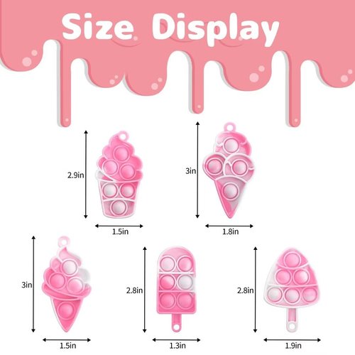 imple Fidget Toys Pop Fidget Toy Keychain Toy Mini Stress Relief Hand Toys Ice Cream Pop Sensory Toy Pop Anxiety Stress Reliever Office Desk Toy for Kids Adults
