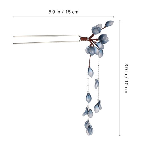 KALLORY Flower Hair Stick Ancient Style Tassel Hair Stick Pendant Updo Hair Accessory
