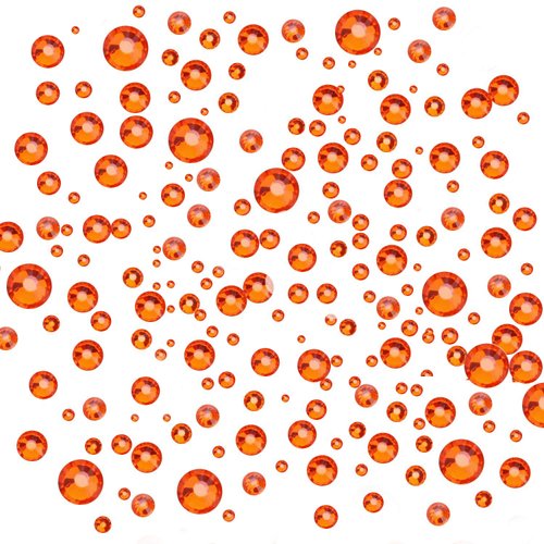 AD Beads 4300 Pieces Flat Back Nail Art Rhinestones Round Beads 6 Sizes (2-6.5mm) with Storage Organizer Box,Rhinestones Picking Pen for Nail Art Phone Decorations Crafts DIY (Orange)