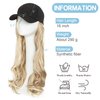 SEGO Baseball Cap with Hair Extensions for Women Adjustable Hat with Hair Attached Synthetic Long Wavy Wig with Black Hat Stylable for Pigtail Ponytail 16 Inch Sandy Blonde&Bleach Blonde 290g