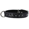 Genuine Leather Braided Studded Dog Collar, Black 1.25" Wide. Fits 16"-20.5" Neck.