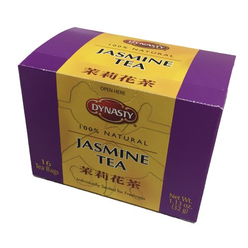 Dynasty 100% Natural Tea 16 Individual Tea Bags Per Pack (Jasmine, 6 Pack)