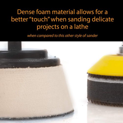 Peachtree Woodworking Supply 15 Piece Sanding Disc and Soft Foam Mandrel Set 1 inch, 2 inch and 3 inch with 12 Discs. Ideal for Wood Turners, Bowl, Convex or Concave Surfaces