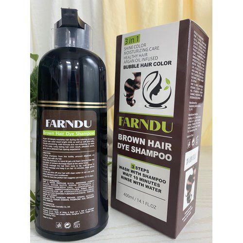 FARNDU Brown Hair Dye Shampoo for Women & Men Gray Hair Coverage and Herbal Ingredients 3 In 1 Hair Color Shampoo