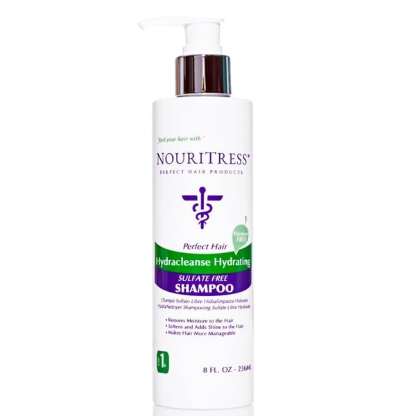 NouriTress HydraCleanse Sulfate Free Shampoo | Natural Ingredients | Softens Hair | Reduces Breakage & Shedding | Safe for Sensitive Scalps | Supports Color Longevity | Provides Moisture & Hydration