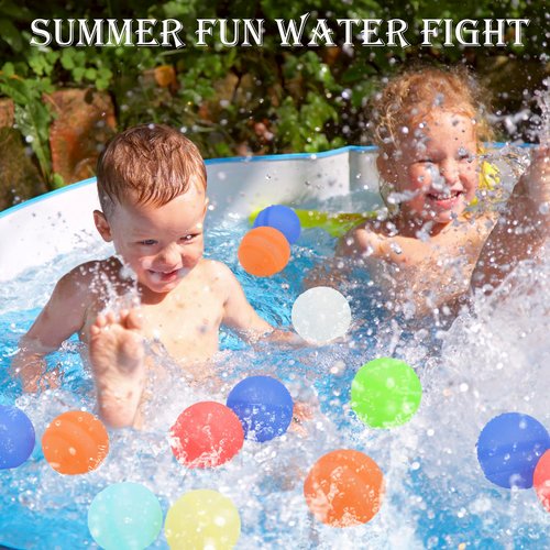 Aokeleilei Reusable Water Balloons for Kids 14 PCS Quick Fill Refillable Silicone Water Bombs Games Splash Balls for Boys Girls Outdoor Toys Games Activities Summer Toys Party Favors (14)