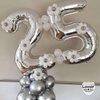 Silver 27 Number Balloons, 40 Inch Giant Number 27 Balloons Foil Mylar Helium Silver Number Balloons for 27th Birthday Party Supplies Anniversary Event Celebration Decorations