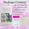 24 Pcs French Tip Press on Nails Medium Square False Nails Silver Glitter Full Cover Glue on Nails Bling Sequins Fake Nails Silver White Acrylic Coffin Nails Stick on Nails for Exquisite Women DIY
