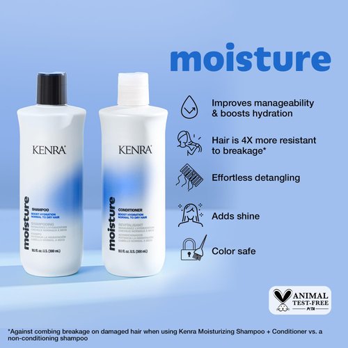 Kenra Moisture Shampoo | Boost Hydration | Improve Manageability and Shine | Nourish Dry Hair | Color Safe | Efforless Detangling | Normal to Dry Hair | 10.1 fl. oz.