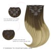 Marat Hair Extensions Clip in Human Hair, Walnut Brown to Ash Brown and Bleach Blonde Clip in Hair Extensions 16 inch 120g Straight Clip in Hair Extensions Human Hair