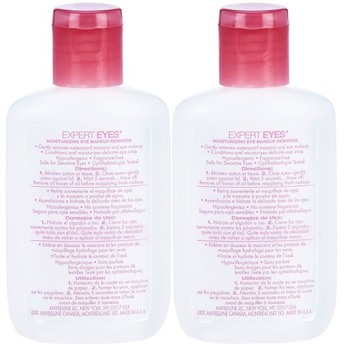 Maybelline New York Expert Eyes Moisturizing Eye Makeup Remover, 2 Count