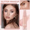 AIUEO Liquid Highlighter Makeup Glitter Contour Makeup Shimmer Oil for Face & Body,Long Lasting Highlighter Luminous Lotion,Multi-Use Body Highlighter Glitter Shimmer Oil-Rose Gold