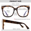 JIM HALO Photochromic Oversized Blue Light Glasses for Women Square Chunky Bluelight Computer Glasses Reduce Eye Strain Tortoise
