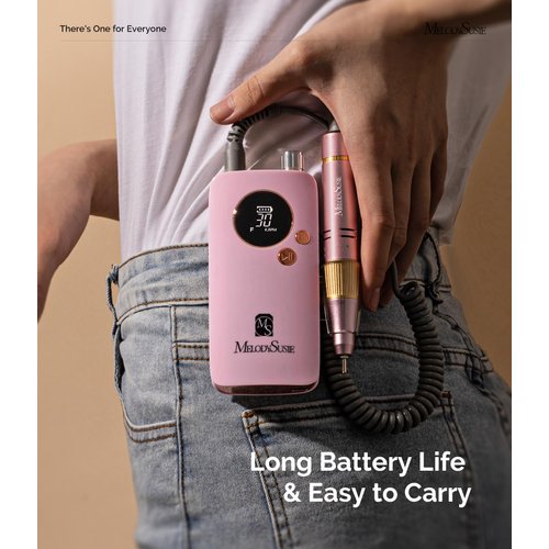 MelodySusie Portable Nail Drill 30000 RPM,Professional Rechargeable Electric Nail File,SC320F Cordless Nail E File for Acrylic Nails Gel Polishing Removing,Efile Nail Kit for Manicure Salon Home,Pink