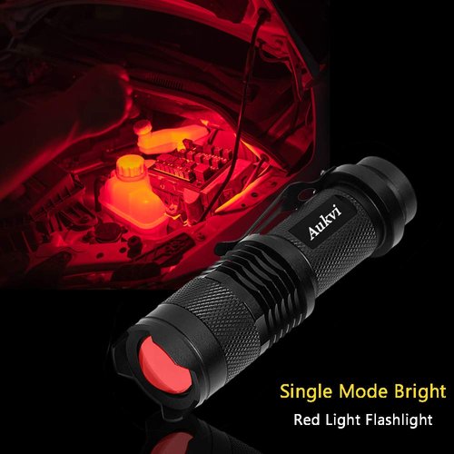 AuKvi High Power Red Light Flashlight,Mini Red Flashlight,Single Mode Red LED Flashlight, Zoomable Red Light Torch for Astronomy Aviation Night Observation