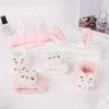 YISSION 6Pcs Face Wash Headbands and Wristbands Set Bunny Ears Headbands Spa Headband Makeup Headband Skincare Headbands with Wristbands for Women Girls Washing Face(White Pink)