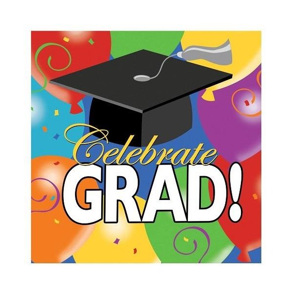 Creative Converting Grad Balloons Luncheon Napkins Multicolor Congrats Parties Celebrations 18 Ct