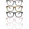 5 Pack Blue Light Blocking Reading Glasses Fashion Square Computer Readers for Women Men, Anti UV Ray Nerd Eyeglasses (5 Mix, 2.5)