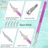 6 Pieces French Nail Trimmer Stainless Steel French Tip Cutters Smile Line Cutter Edge Manicure DIY Plate Module with 2 Handles French Tip Cutting Knife and 5 Spare Blades for Acrylic Nails (Colorful)