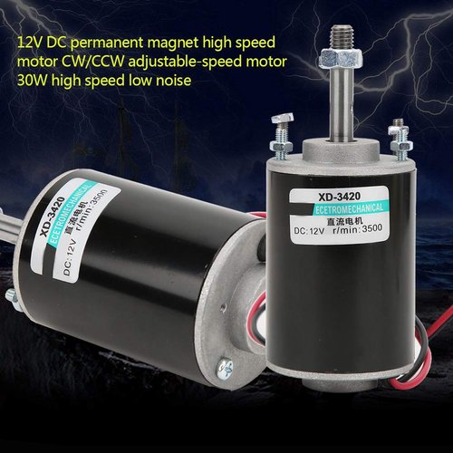 Permanent Magnet Motor DC 12/24V 30W High Speed CW/CCW Reversible Electric Gear Motor Low Noise for DIY Generator(3500RPM(12V))