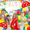 4 Balloon Number Red Blue Green Yellow Balloon Cartoon Mushroom Decorations Star Balloons for Birthday, Carnival, Party Activities, Cartoon Video Game Theme Party Supplies