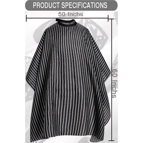 Borogo Hair Styling Cape - 50" x 60" Black Stripes