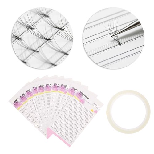 10PCS False Eyelash Fans Paper Card Eyelash Extension Storage Card with Double Sided Adhesive Tape Quick Flower Storage Grafting Kit for Display Rack for Women Girl Eyelash Extension Storage Card