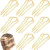8 Pieces Hair Side Combs, Metal Hair Fork Clip Hair Pins for Buns Hair Updo U-Shape Hair Sticks for Women Hair Styling Tool Accessories (Gold)