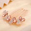 Jumwrit Wedding Crystal Hair Comb Long Rhinestone Butterfly Hair Side Comb Vintage Bride Bridesmaid Headpiece Bridal Hair Clip Comb Jewelry for Women Girls(Rose Gold)