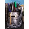 Ebros Medieval Fantasy Saint George Dragon Guarding Medieval Knight Helmet Stationery Pen Holder Statue 7"Tall Office Desktop Fantasy Decor