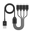 USB C Splitter Cable, 4 in 1 Multi Charging Cable, USB 2.0 A Male to 4 USB C Male Charging Cord for Cell Phones Tablets and More (Black, 3.28FT)