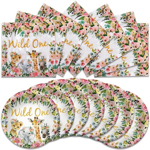 40Pcs Animal Birthday Party Supplies-Party Decorations Tableware For Kids, Plate, Napkin Party Decorations Dinnerware