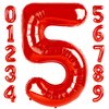 Number 5 Balloon Red 40 Inch, 5 Year Old Girl Boy Birthday Gift, 5 15 25 35 45 50th 55 Birthday Anniversary 2025 Party Decorations, 5 Foil Balloon for Miles Morales Birthday Party Decorations