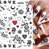 Snake Nail Art Stickers Decals Nail Art Supplies 3D Self Adhesive Nail Stickers Dark Skull Heart Cupid Angel Lips Ghost Nail Decals for Acrylic Nails Designs Manicure Tips Decoration (6 Sheets)