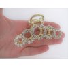 Generic Gold metal circles crystal hair claw clip bridal clip